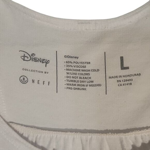 Disney Neff Womens White Tank Top With Floral Mickey Ears & 28 Graphic - Size L - Picture 2 of 4